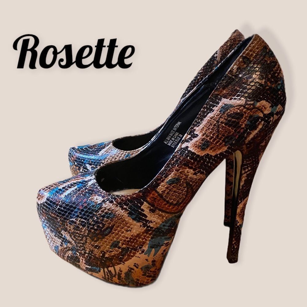 Rosette Snake Platform "Elle" Heels 7.5